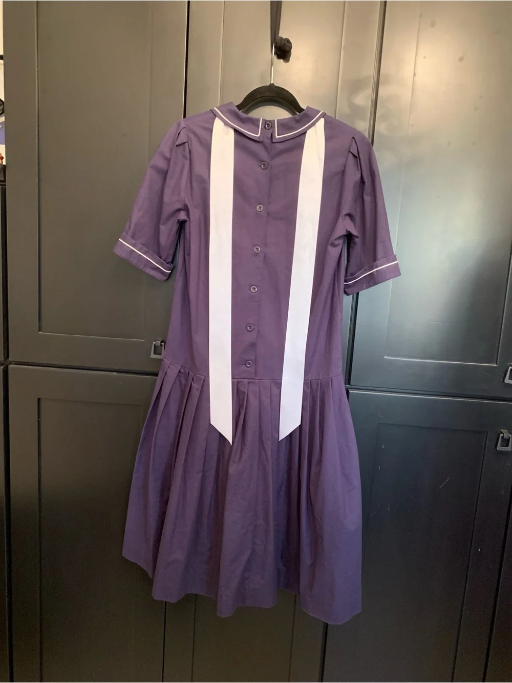 Vintage Laura Ashley MIDI Navy  Sailor-Style Dress with White Bow Accent - Picture 8 of 15
